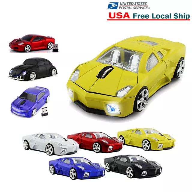 3D 2.4Ghz Wireless USB car Shape mouse Cordless Optical Laptop PC LED Light Mice