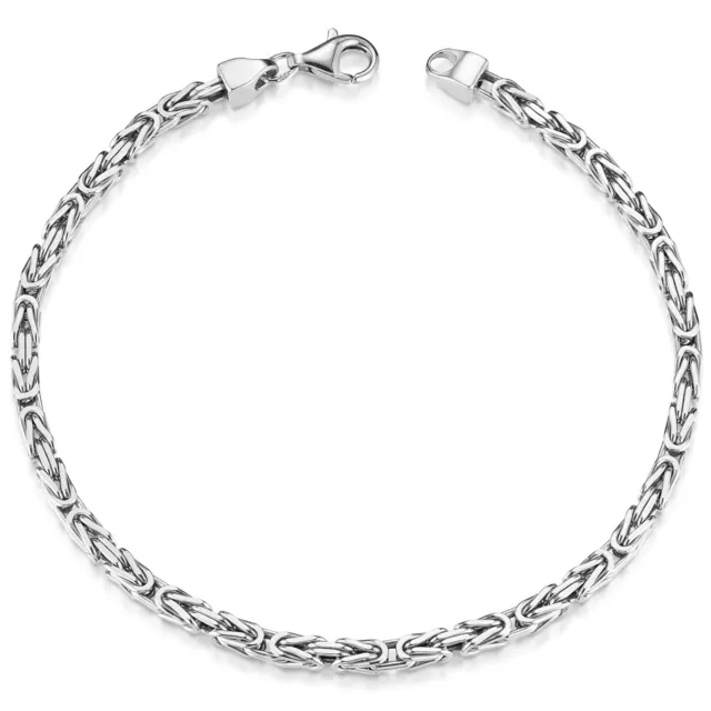 MATERIA Königskette 925 Silber Herren Armband 3mm rhodiniert 18/19/21/23cm + Box