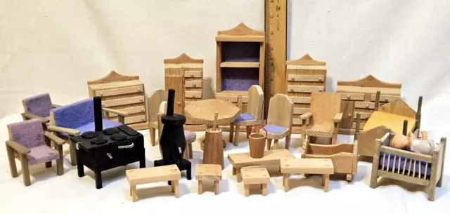 Lot of Handmade Unfinished Doll House Furniture