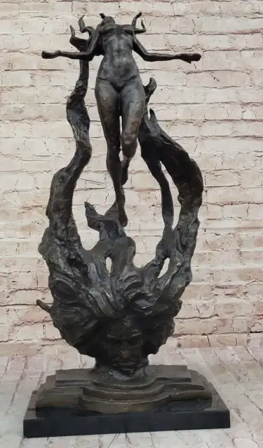 Vintage Abstract Modern Art Nude Medusa Greek Mythology Bronze Sculpture Statue