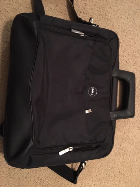 dell black nylon laptop messenger bag/briefcas with adjustable strap and handles