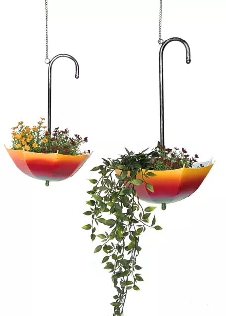 Blumenampel Metall Hängeampel mit Topf Innen Außen Regenschirm Hängepflanzen