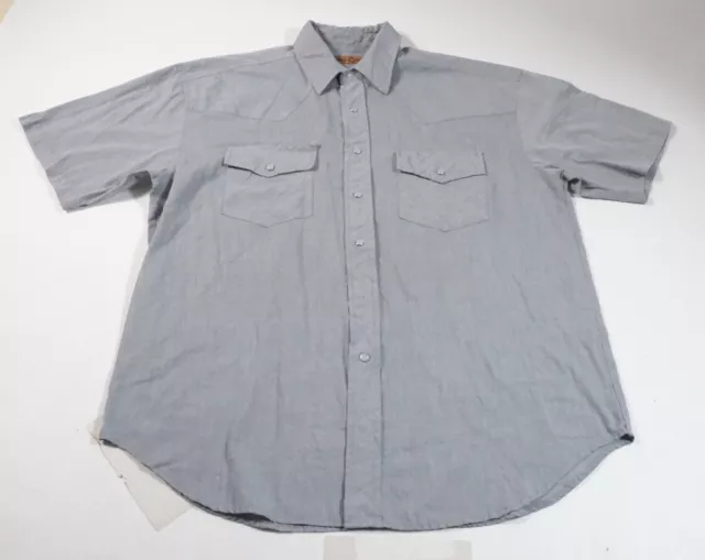 Cobra Creek Men's Grey Western Pearl Snap Shirt Size L Missing Snap