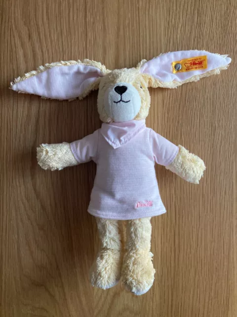 Steiff baby soft toy hoppel rabbit 25cm with button tag