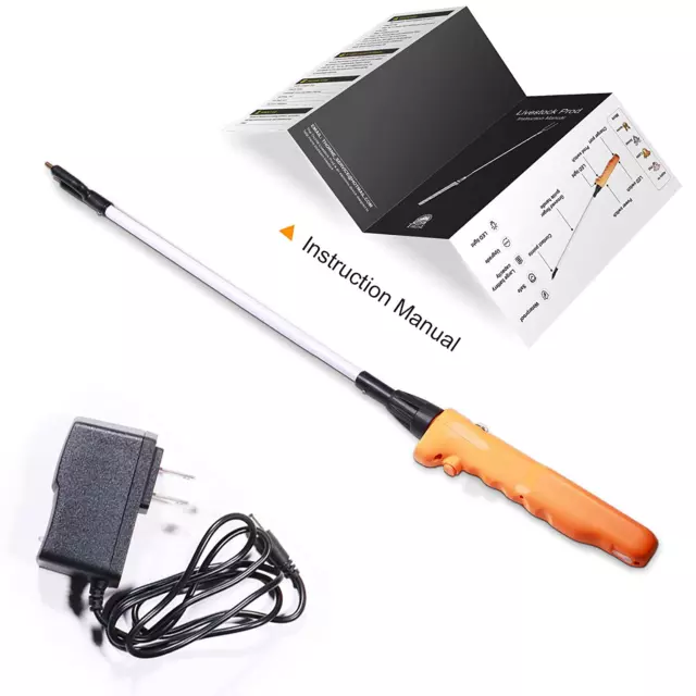 Cattle Prod, Newest Waterproof Livestock Prod Stick with LED Light, Rechargeable