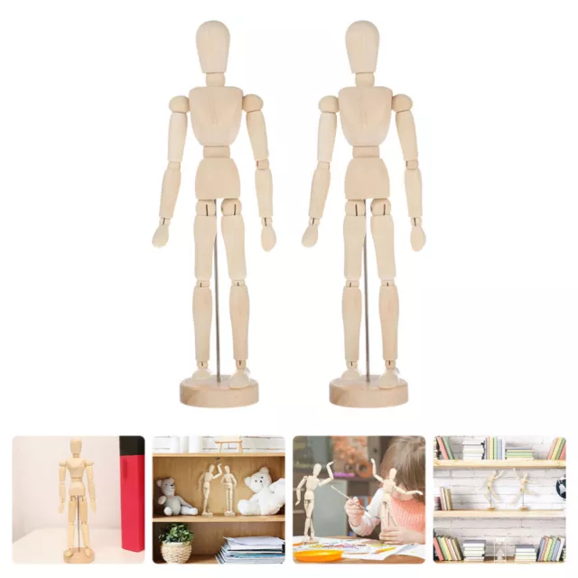 FOMIYES Articulated Hand Wooden Manikin with Stand - 2 Pcs