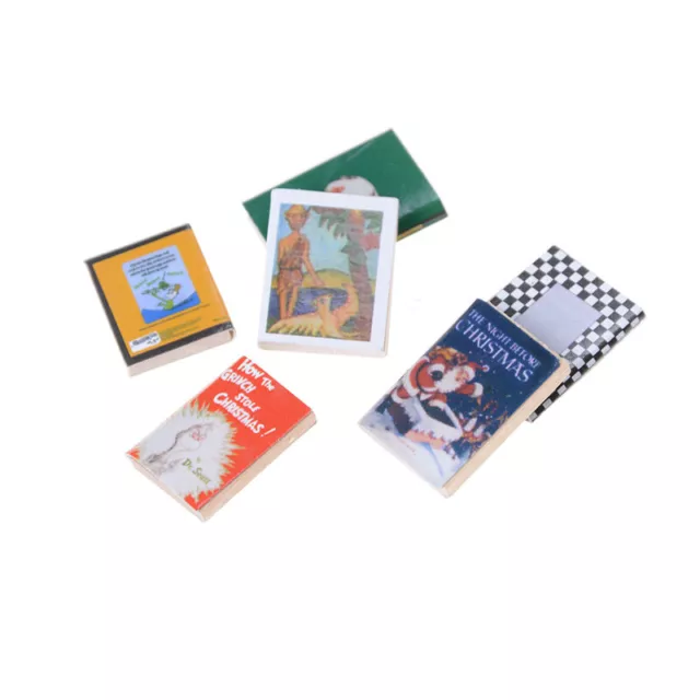 6 Pcs colorful miniature books 1:12 wooden doll house miniature.qE_