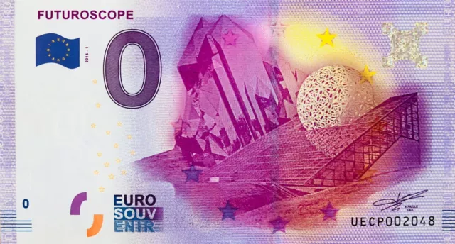 Billet 0 Zero Euro Souvenir Touristique  Futuroscope 2016