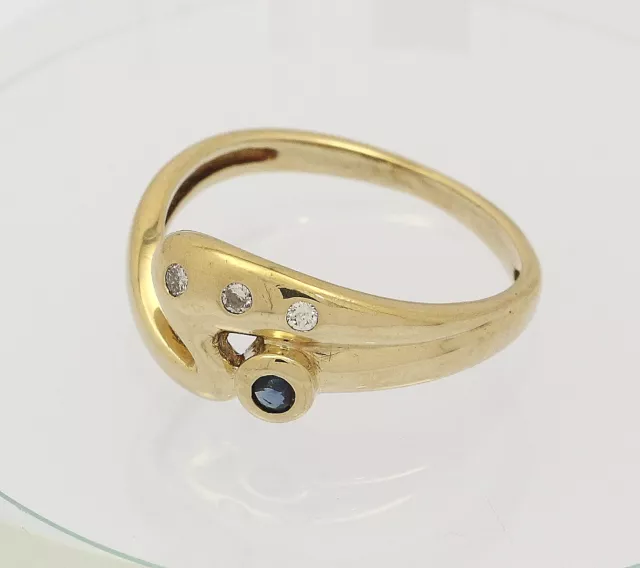 Ring in 14 kt 14k 585 er Gelb Gold mit Brillanten Saphir Safir Brillant Diamant