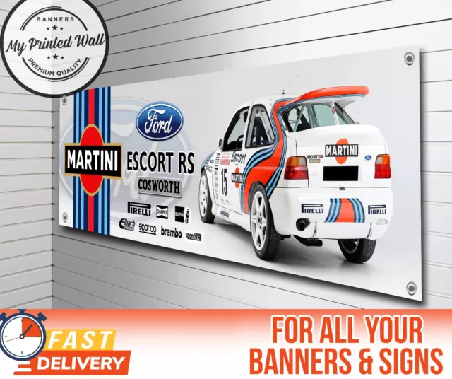 Ford Escort RS Cosworth Martini Racing Rally Car Banner for Garage, Workshop etc