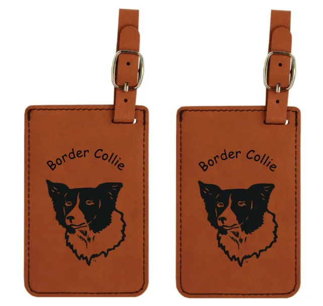 L1844 Border Collie Head Luggage Tags 2Pk FREE SHIPPING 20 Breeds Available