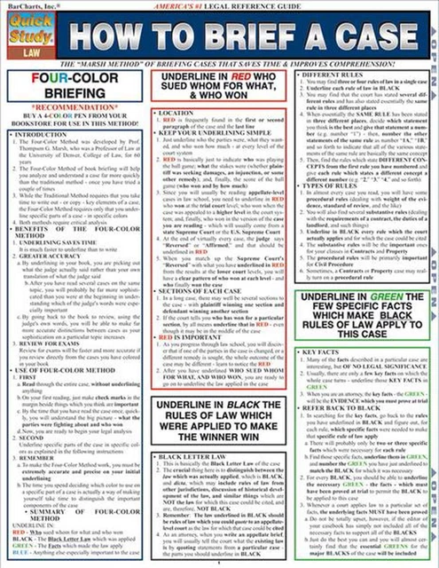 HOW TO BRIEF a Case Laminated Reference Chart by Lucy A. Marsh (English ...