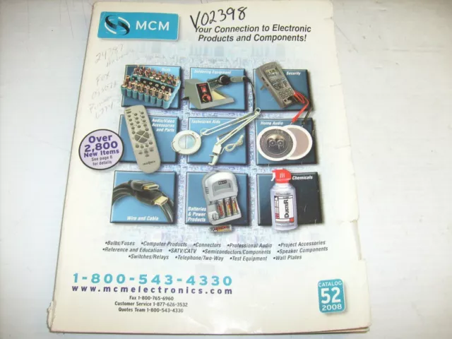 2008 MCM Electronics Catalog ~ Capacitors Resistor - Transistor  tools TV Parts