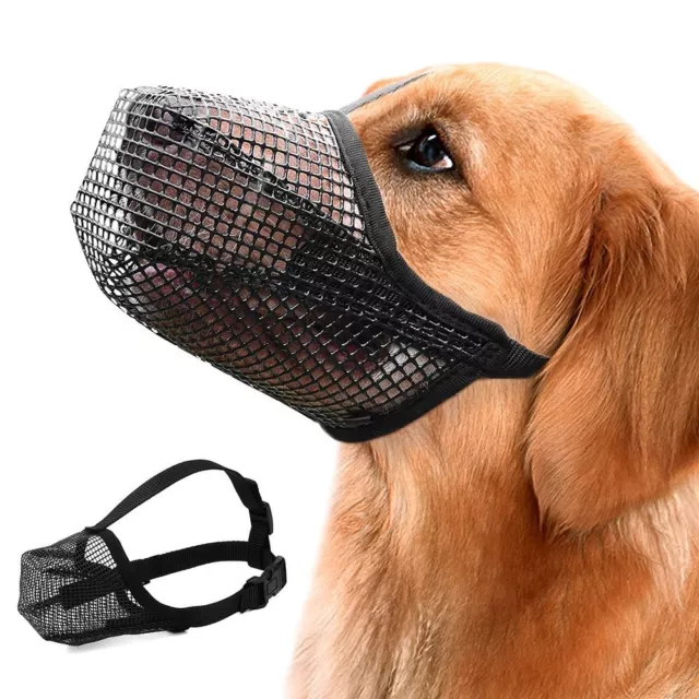 Pet Dog Adjustable Mask Bark Bite Mesh Mouth Muzzle Grooming Anti Stop Chewing e