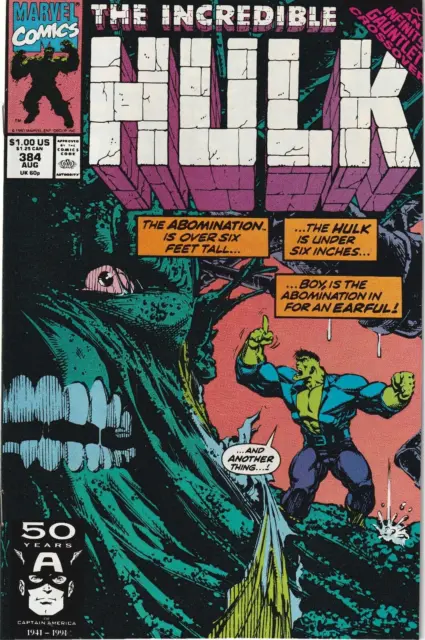 Incredible Hulk #384  Infinity Gauntlet Cross-Over   Marvel  1991  Nice!!!