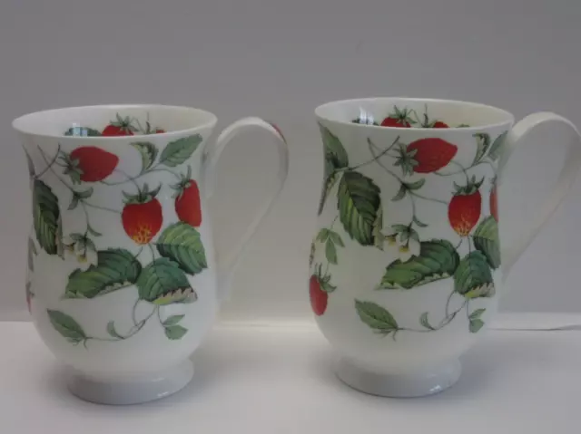 Roy Kirkham Fine Bone China Alpine Strawberry Eleanor Coffee Mug Set of 2