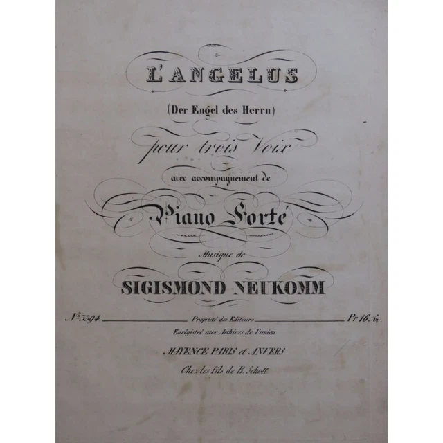 NEUKOMM Sigismond L'Angélus Chant Piano ca1840
