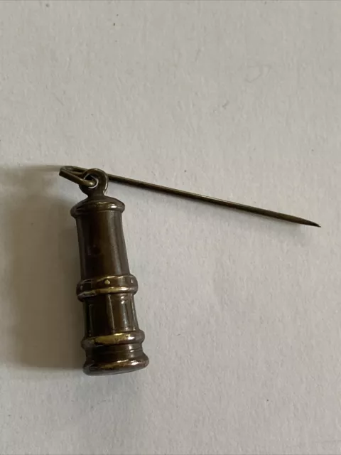 Vintage alte Original Bergleute Sicherheitslampe Pin selten goldfarben unpoliert