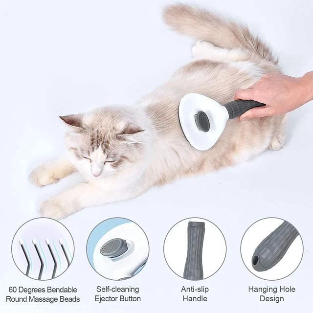 Dog Grooming Slicker Brush Self Cleaning Cat Undercoat Comb Shedding Fur Hair