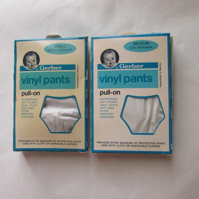 1987 Gerber Vinyl Baby Pull-On Waterproof Pants Sizes Small and Medium USED