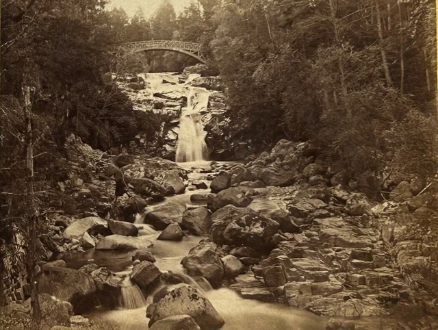 Landschaft Montagne Cascade c1865 Foto Stereo Albumin Vintage P78L1n