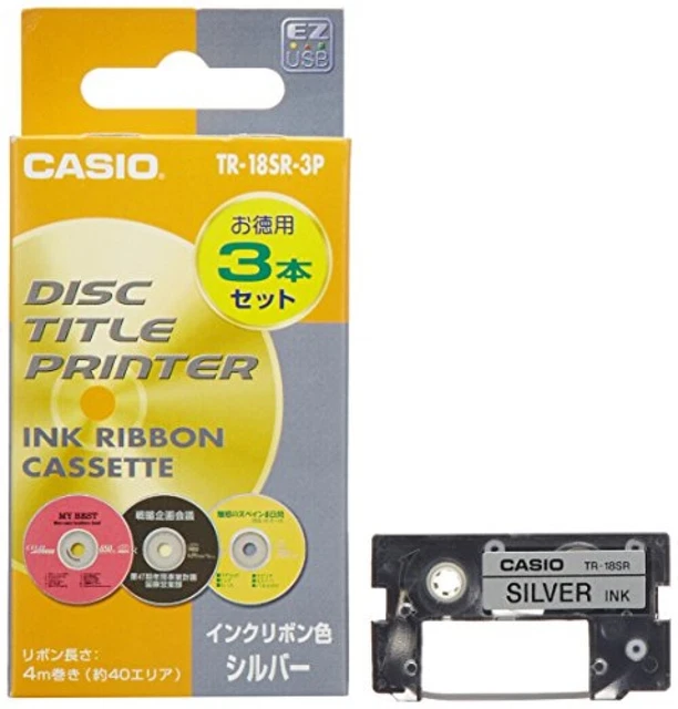 New Casio TR-18SR-3P Silver Ink Ribbon Disc Title Printer 3pcs from Japan  F/S