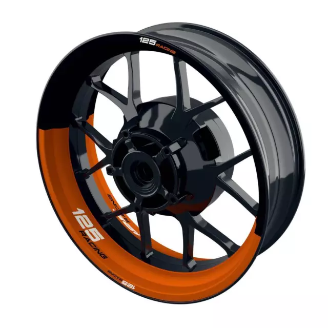 Felgenaufkleber Motorrad Wheelsticker für KTM 125 Racing halb halb orange