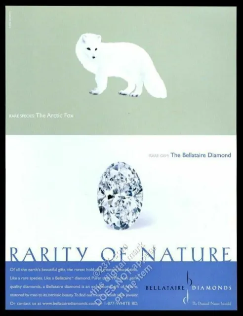 2000 Arctic Fox cute photo Bellataire diamonds vintage print ad