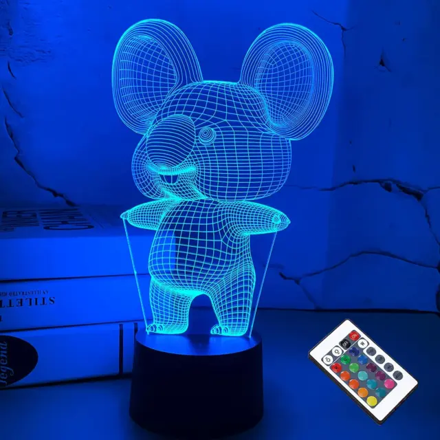3D Koala Night Light Animal Illusion LED Lamp for Kids' Room Decoration with Rem