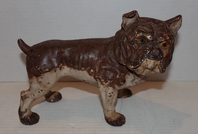 Vintage Cast Iron English Bulldog Piggy Bank Door Stop 3 Piece Mold