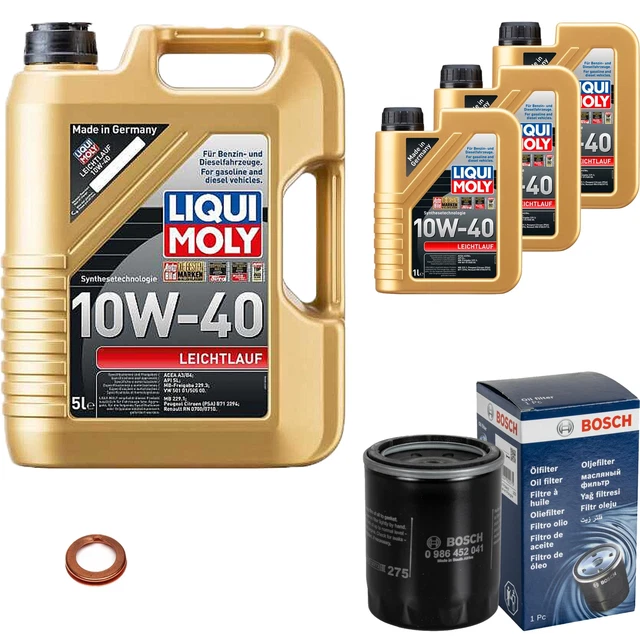 Filtro olio Bosch 8L Liqui Moly a funzionamento leggero 10W-40 per Nissan Micra IV 1.2 Juke 1.6
