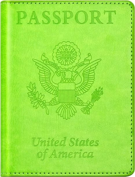 Passport Wallet with Vaccine Card Holder and Credit Card Slots - Green