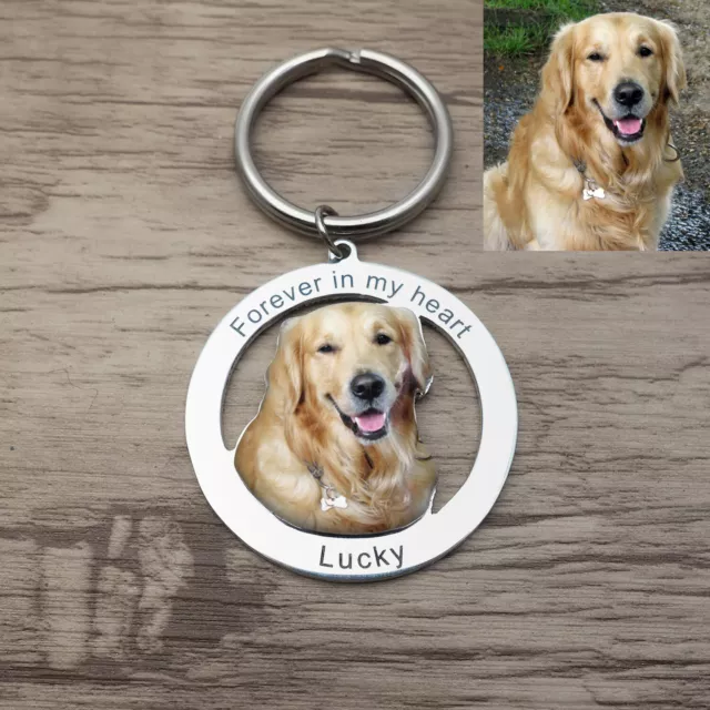 Custom Photo Keyring Personalized Pet Memorial Key Chain Dog Portrait Key Ring