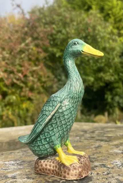 Vintage Chinese export green glazed porcelain duck figurine, 11cm tall