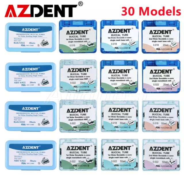 AZDENT Dental Orthodontic Buccal Tubes 1st 2nd Molar Roth MBT 022 018 Bondable