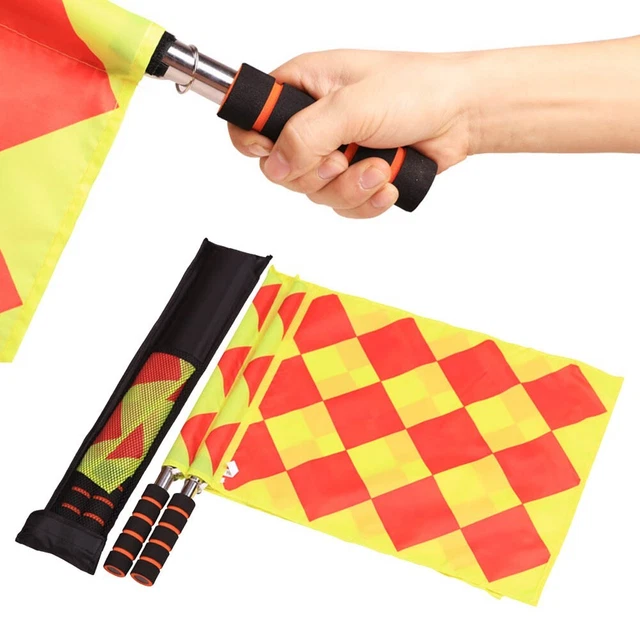 Football Arbitres Drapeau Fair Play 2 Pièces 44mm 34cm Noir Poignée Léger