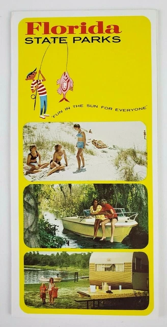 1960S FLORIDA STATE Parks Info Map Travel Vintage Brochure Camping