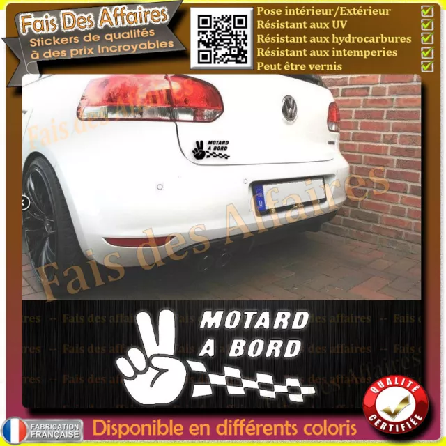 sticker autocollant Motard à bord biker a bord decal motard damier