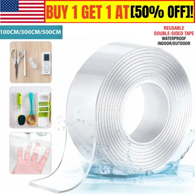 Double-Sided Tape Heavy Duty (10ft) Mounting Tape, Multipurpose Removable Adhesive Foam Tape, Reusable Transparent Tape for Paste Items, Household