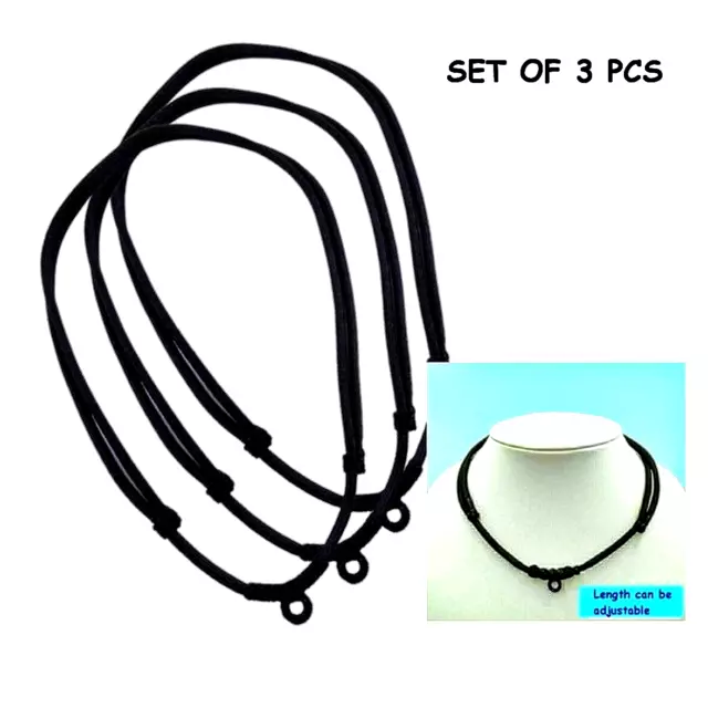 3x Lucky Black Cord Necklace Rope Pendant hanging 1 Loop Thai Buddha Handmade