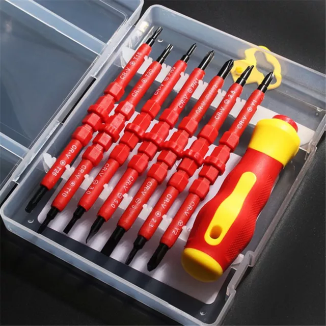 15PCS Electricians Insulated Electrical Hand Screwdriver Tool Set Magnetic Tips