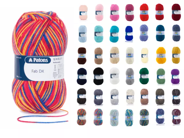 Patons FAB DK Double Knit Wool 100g - Knitting Yarn - All Colours