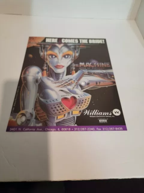 Flyer  WILLIAMS,THE MACHINE 1991  Arcade  PINBALL advertisement original see pic