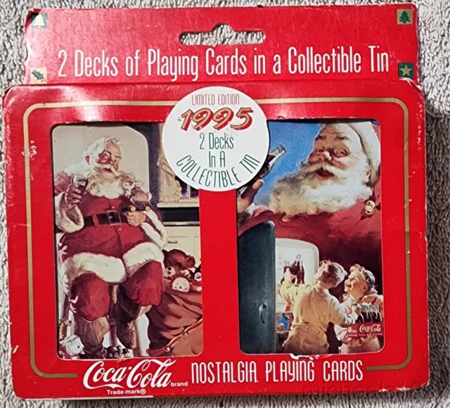 Vintage Coca-Cola Nostalgia Playing Cards 1995 2 Decks In Collectible Tin Sealed