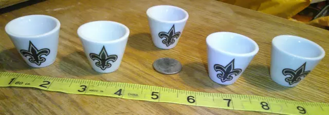 5 NFL FOOTBALL MINI PORCELAIN SHOT GLASS/CUP New Orleans Saints