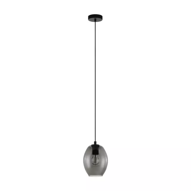 Pendant Ceiling Light Black Shade Black Transparent Smoked Glass E27 1x40W