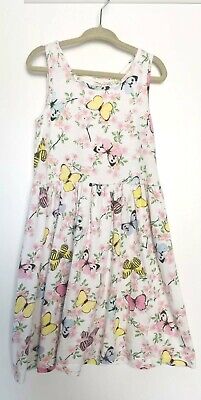 Girls White Multi Coloured Floral Butterfly Patterned Dress H&M Age 6-8 Years