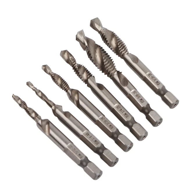 THREADED DRILL TAPS Thread Tapping Tool Professional 6Pcs With Hex ...