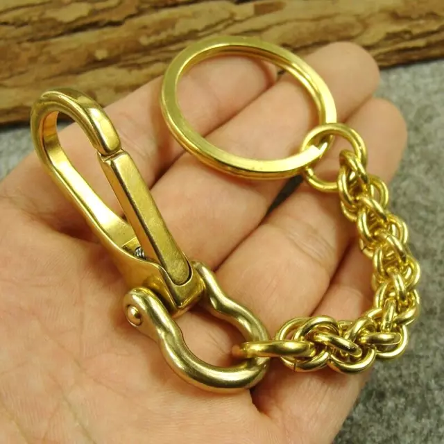 Solid Brass Key Chain Holder Keyrings Bag Wallet Chain Keychains With Snap  Hook