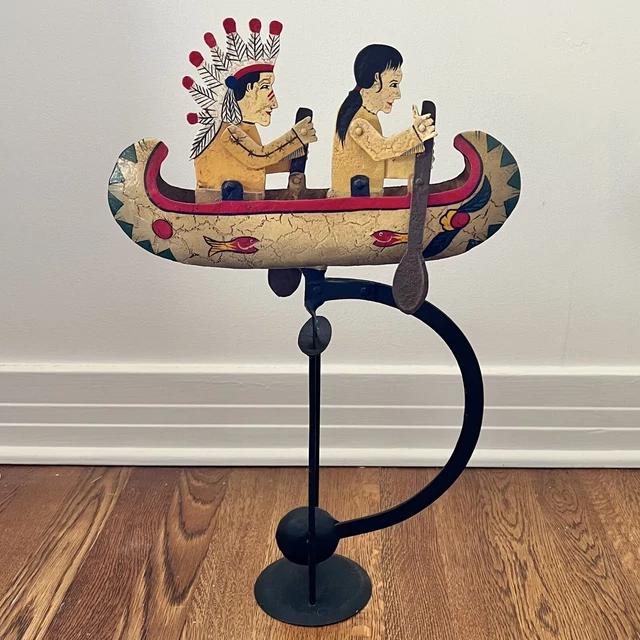 Hand Painted, Hand Forged Wrought Iron Native American Moving Folk Art Accessory